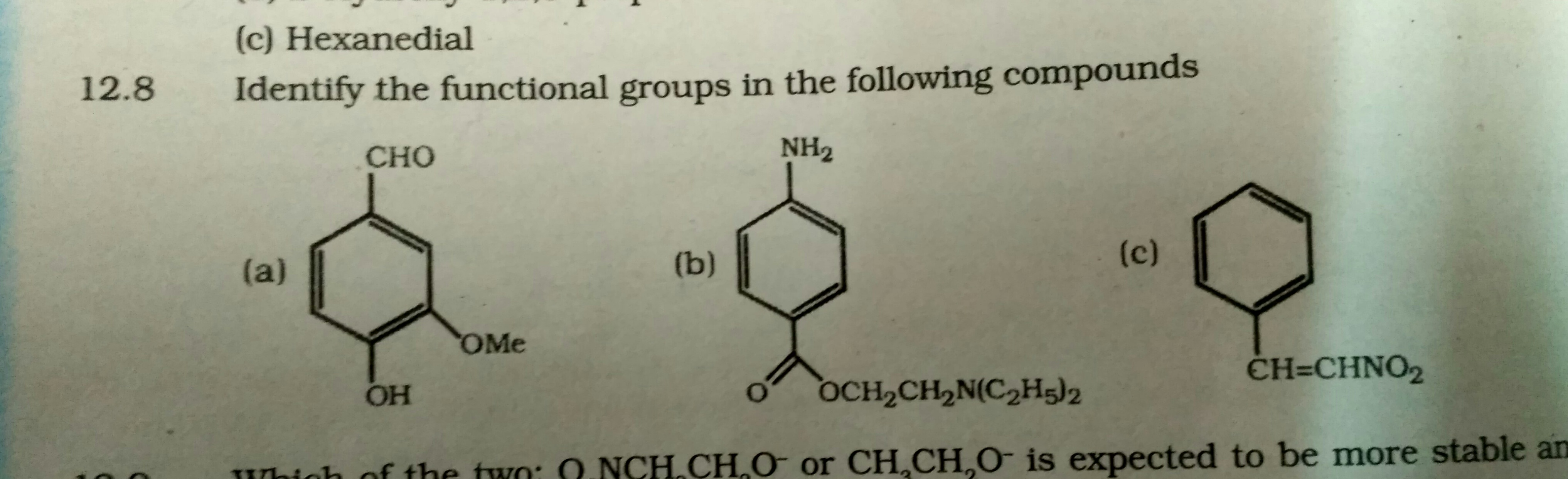 Question image for Sir please identify the functional grp in followin